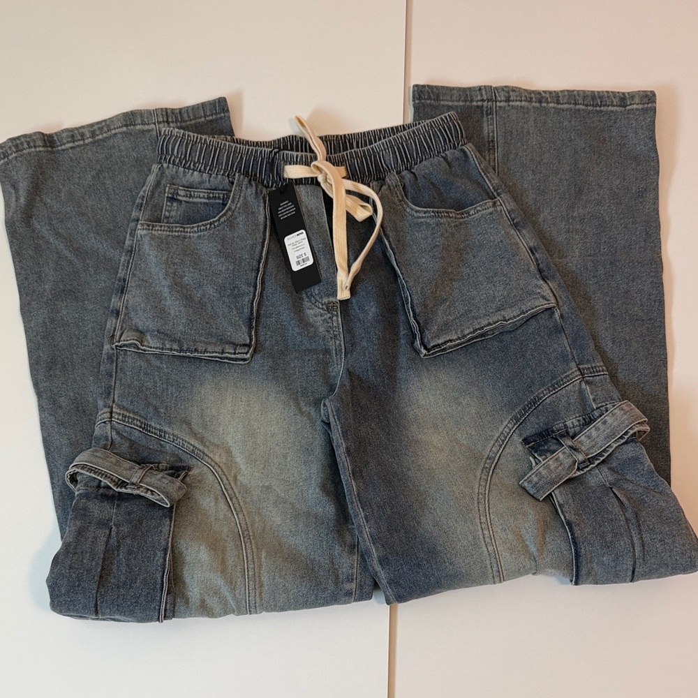 Fashion Nova Charcoal Wide Leg Jeans